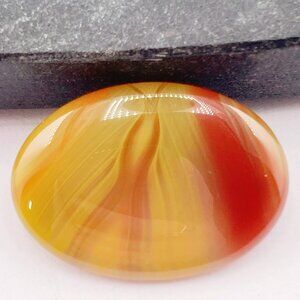 VINTAGE Red, yellow, and brown agate or carnelian inspired plastic brooch pin